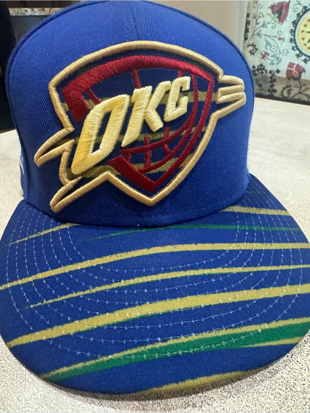 Okc Thunder Hat Striped SnapBack  NBA Oklahoma Flag New Era 9Fifty Embroidered